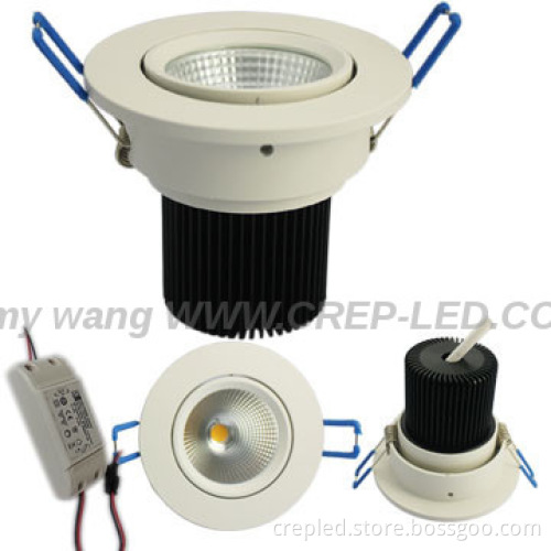 recessed white rotated cob led downlight,dimmable,Ra80,200-210mm,20W